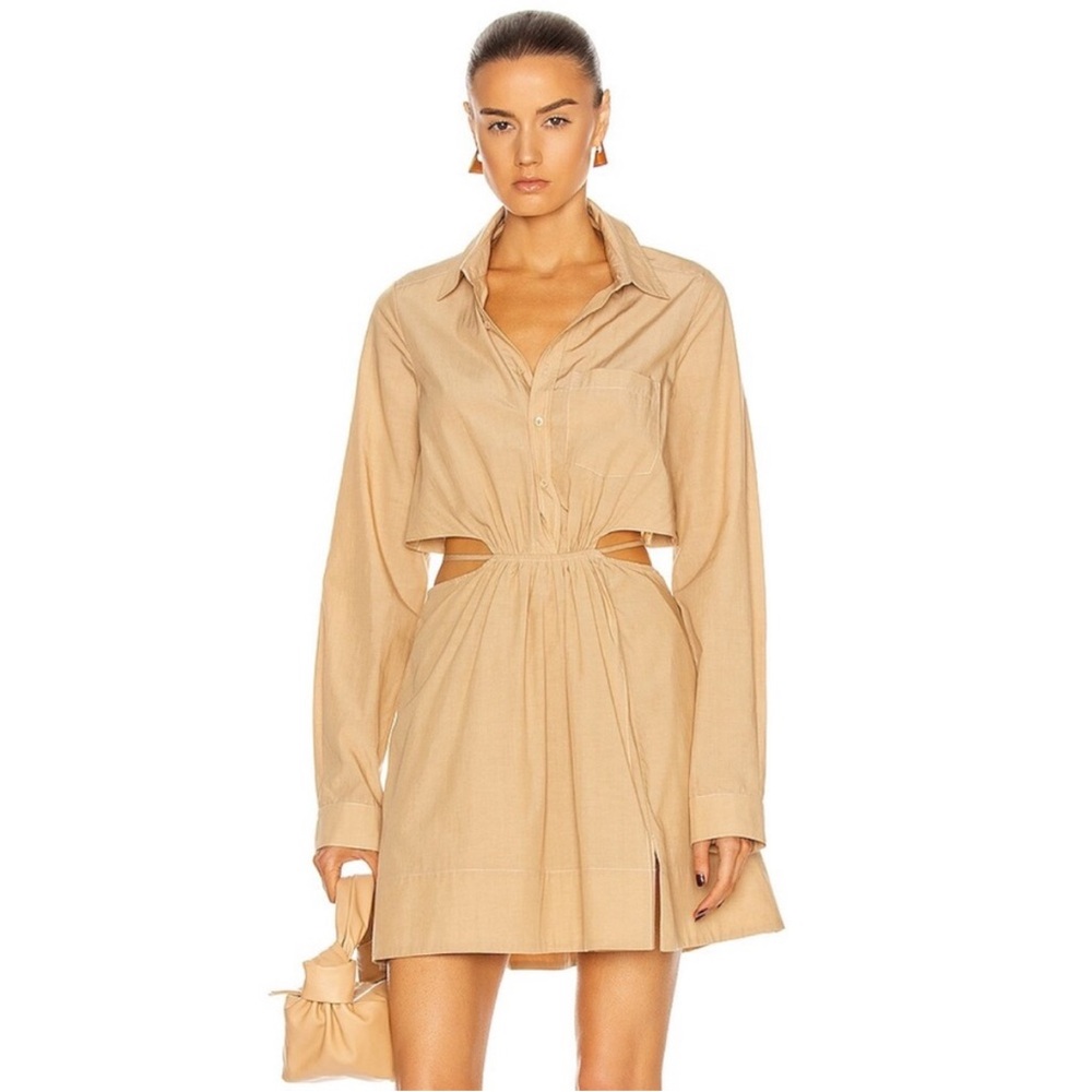 New Jonathan Simkhai tan waist cut out dress size 8